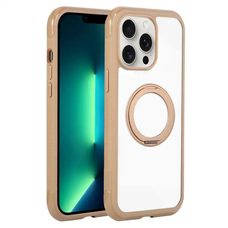 Solid Color Edge Transparency Rotation Holder MagSafe Phone Case
