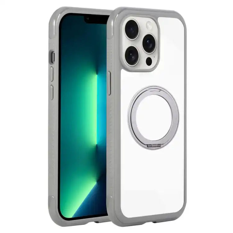 Solid Color Edge Transparency Rotation Holder MagSafe Phone Case