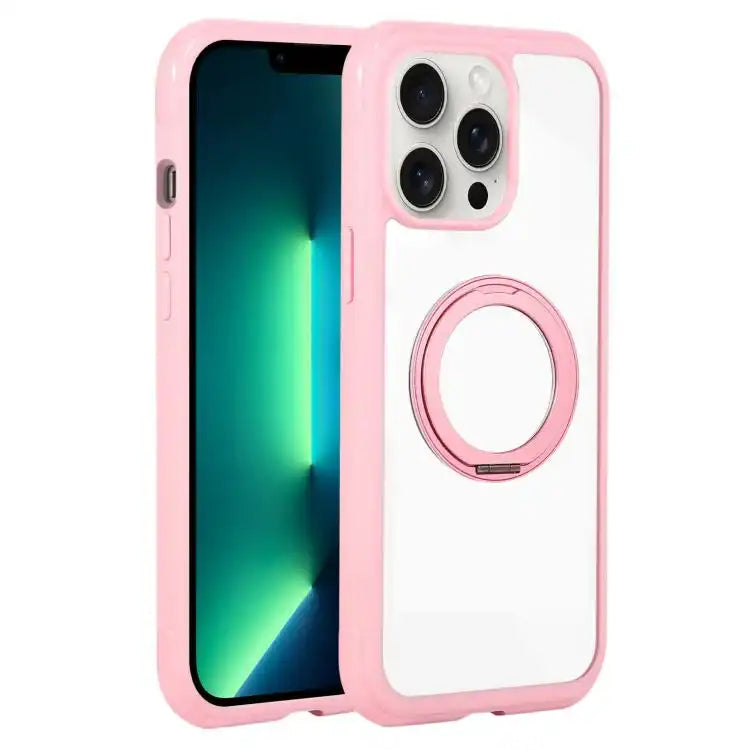 Solid Color Edge Transparency Rotation Holder MagSafe Phone Case