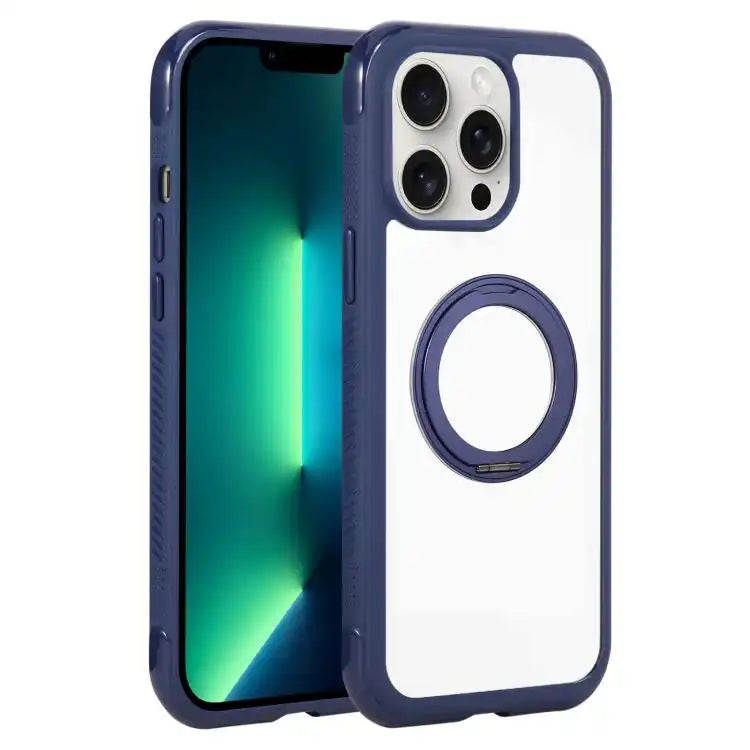 Solid Color Edge Transparency Rotation Holder MagSafe Phone Case