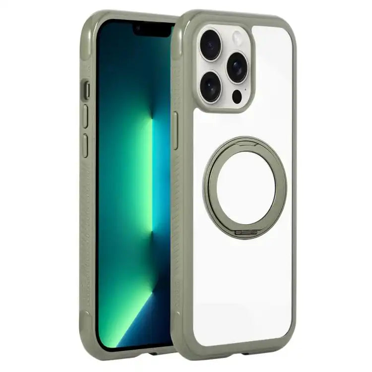 Solid Color Edge Transparency Rotation Holder MagSafe Phone Case