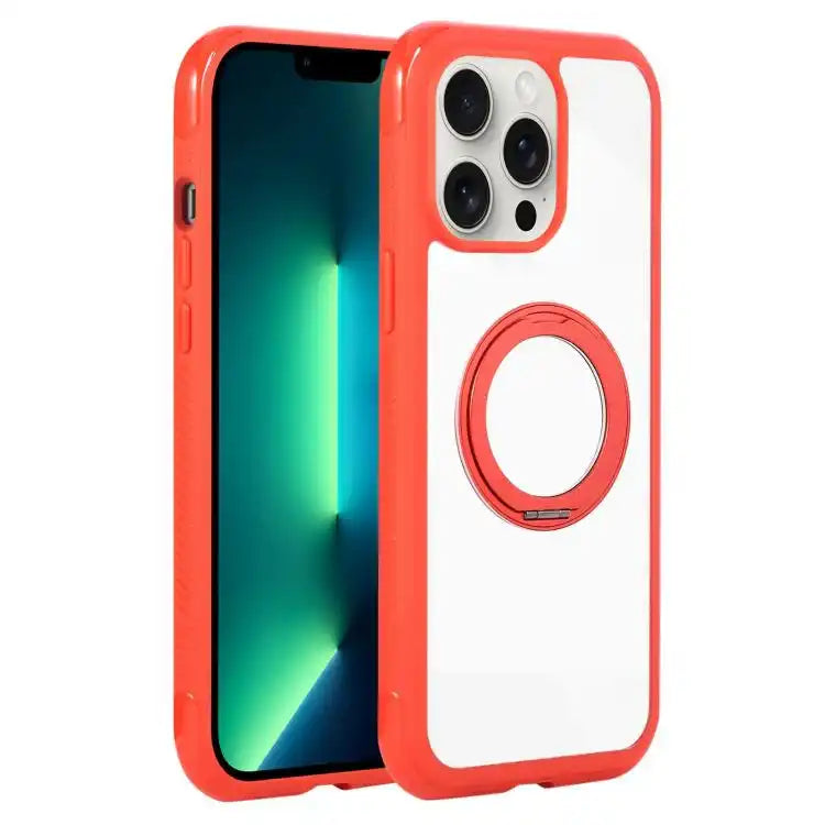 Solid Color Edge Transparency Rotation Holder MagSafe Phone Case