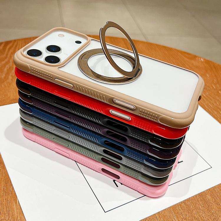 Solid Color Edge Transparency Rotation Holder MagSafe Phone Case