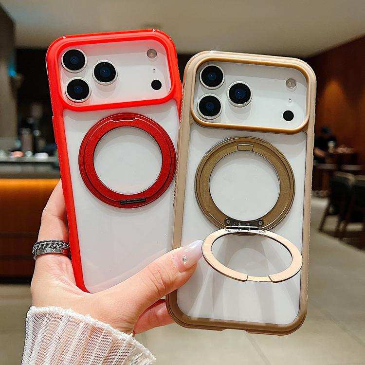 Solid Color Edge Transparency Rotation Holder MagSafe Phone Case