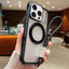 Solid Color Edge Transparency Rotation Holder MagSafe Phone Case with Wrist Strap