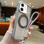 Solid Color Edge Transparency Rotation Holder MagSafe Phone Case with Wrist Strap