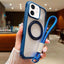 Solid Color Edge Transparency Rotation Holder MagSafe Phone Case with Wrist Strap