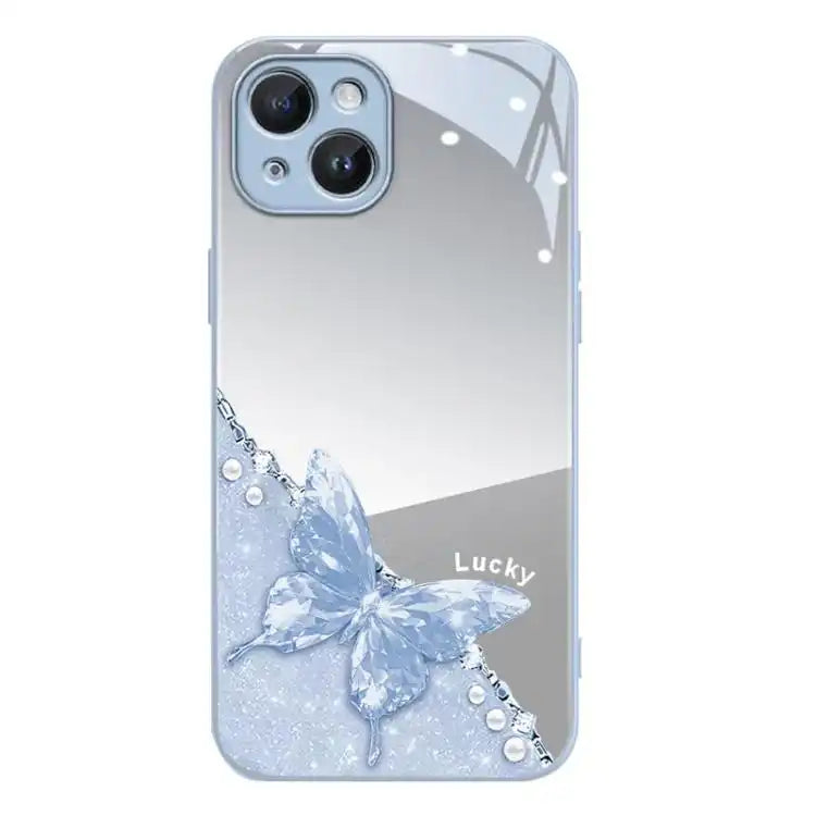 Metallic Mirror Finish Butterfly Pattern Phone Case