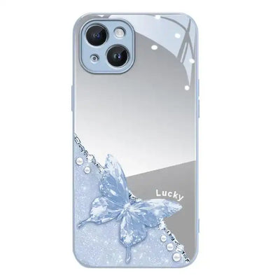 Metallic Mirror Finish Butterfly Pattern Phone Case