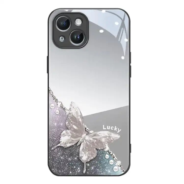 Metallic Mirror Finish Butterfly Pattern Phone Case