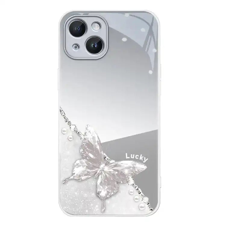 Metallic Mirror Finish Butterfly Pattern Phone Case