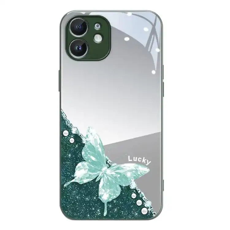Metallic Mirror Finish Butterfly Pattern Phone Case