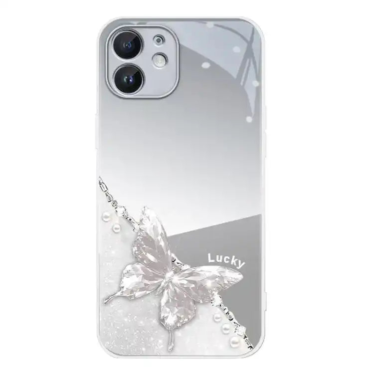 Metallic Mirror Finish Butterfly Pattern Phone Case
