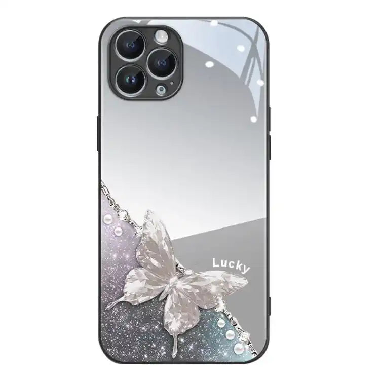 Metallic Mirror Finish Butterfly Pattern Phone Case