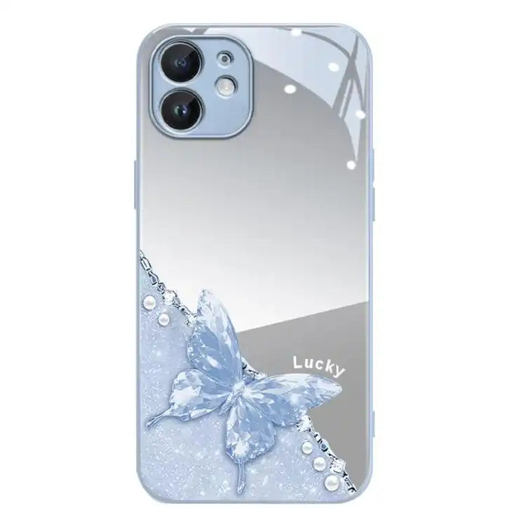 Metallic Mirror Finish Butterfly Pattern Phone Case