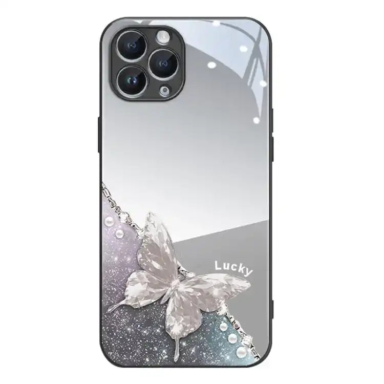 Metallic Mirror Finish Butterfly Pattern Phone Case