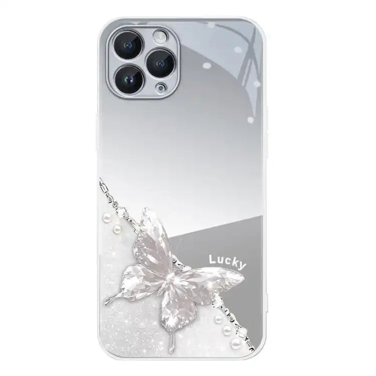 Metallic Mirror Finish Butterfly Pattern Phone Case