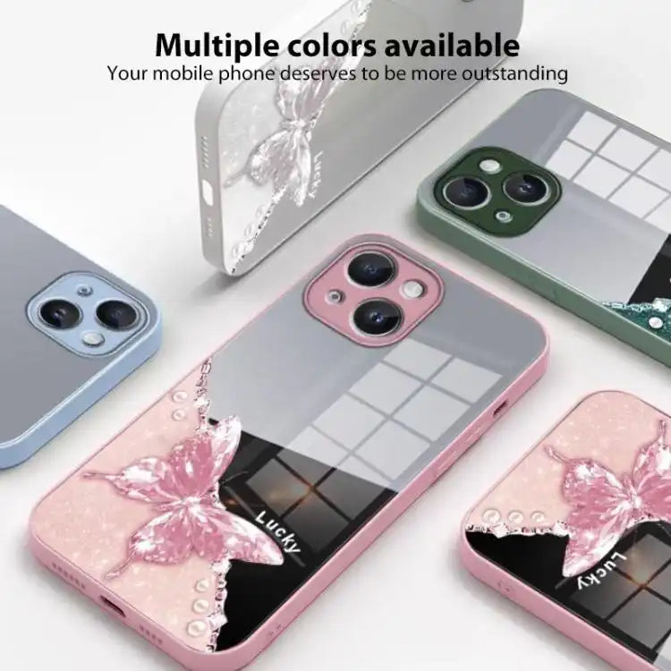 Metallic Mirror Finish Butterfly Pattern Phone Case