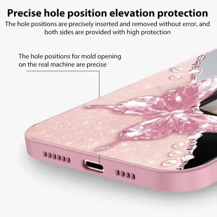 Metallic Mirror Finish Butterfly Pattern Phone Case