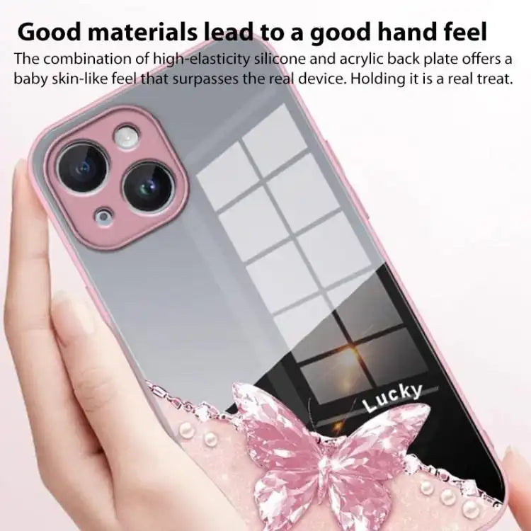 Metallic Mirror Finish Butterfly Pattern Phone Case