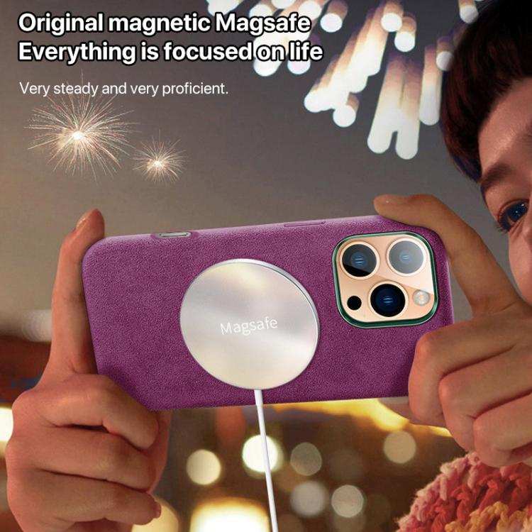 Suede Leather MagSafe Back Cover Phone Case