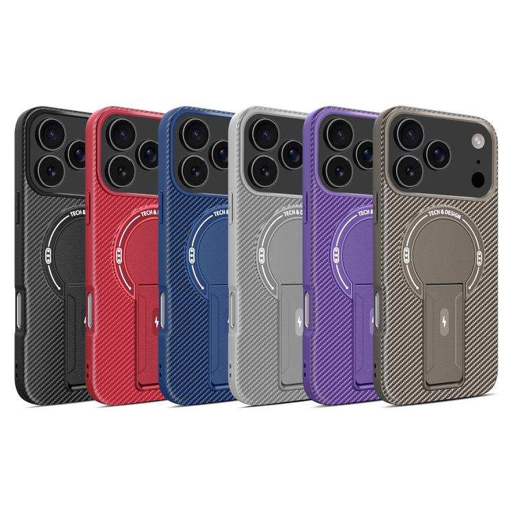 Carbon Fiber Texture MagSafe Phone Case with Holder