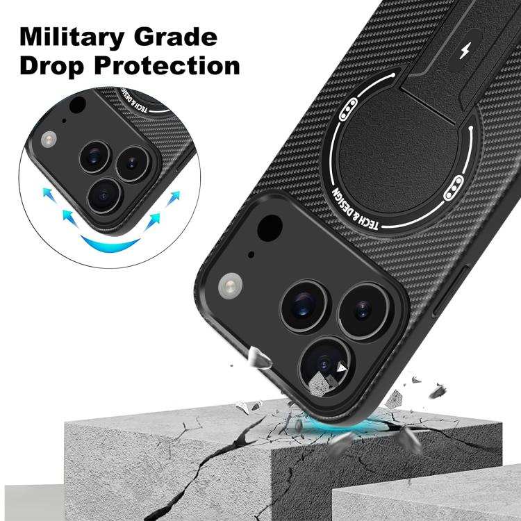 Carbon Fiber Texture MagSafe Phone Case with Holder