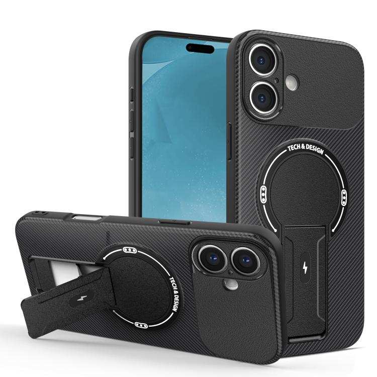 Carbon Fiber Texture MagSafe Phone Case with Holder