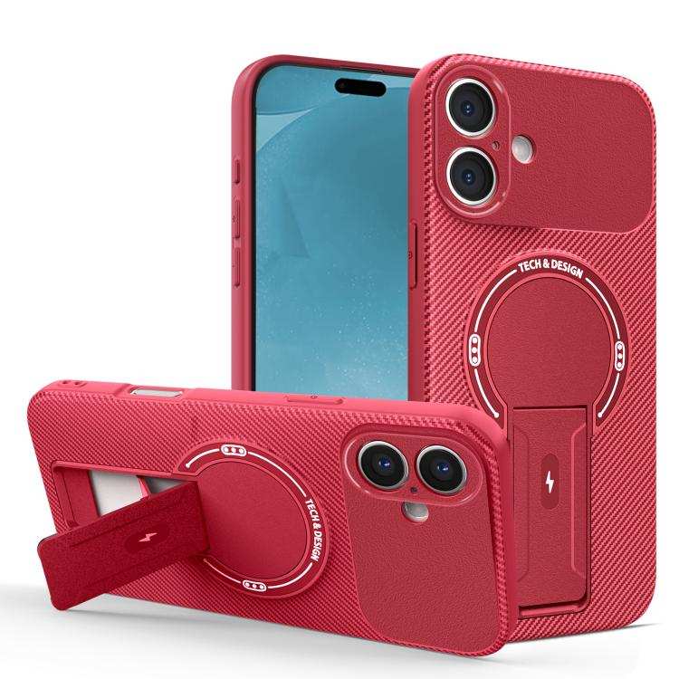 Carbon Fiber Texture MagSafe Phone Case with Holder