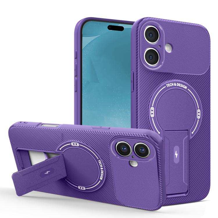 Carbon Fiber Texture MagSafe Phone Case with Holder