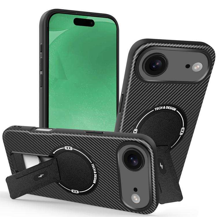 Carbon Fiber Texture MagSafe Phone Case with Holder