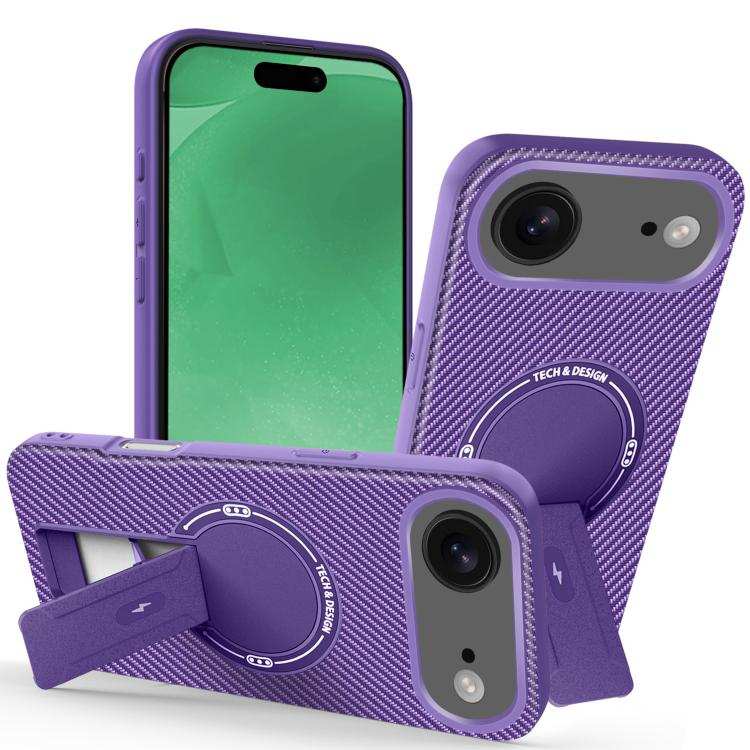 Carbon Fiber Texture MagSafe Phone Case with Holder