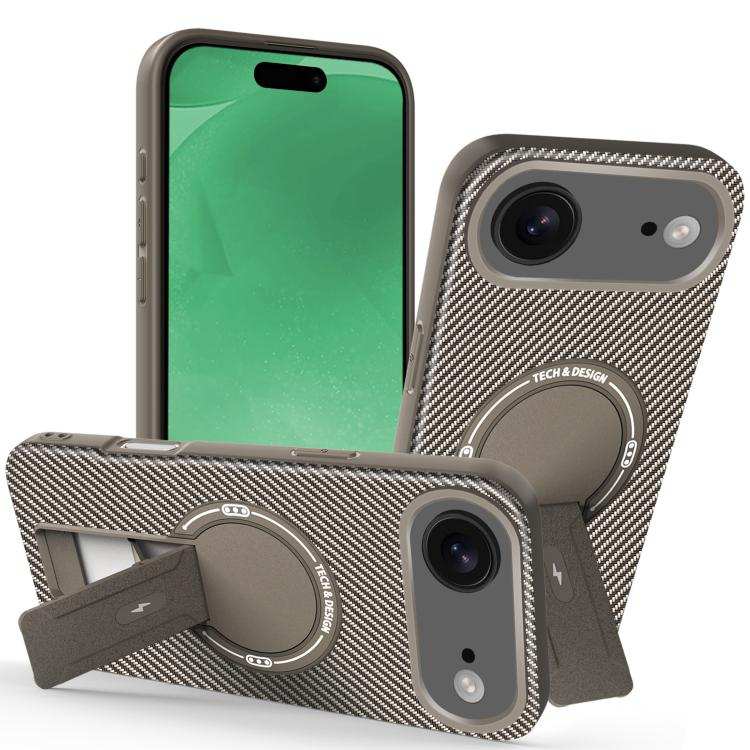 Carbon Fiber Texture MagSafe Phone Case with Holder