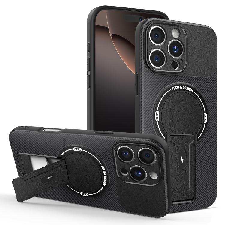 Carbon Fiber Texture MagSafe Phone Case with Holder