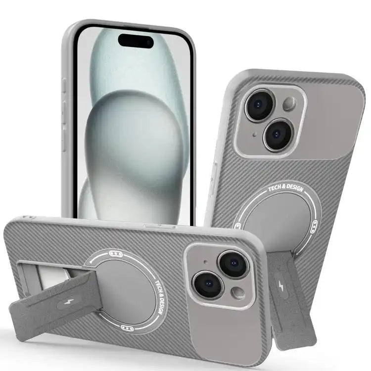 Carbon Fiber Texture MagSafe Phone Case with Holder