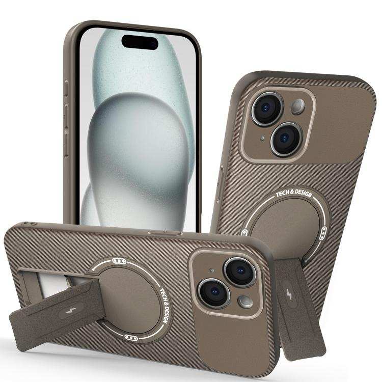 Carbon Fiber Texture MagSafe Phone Case with Holder