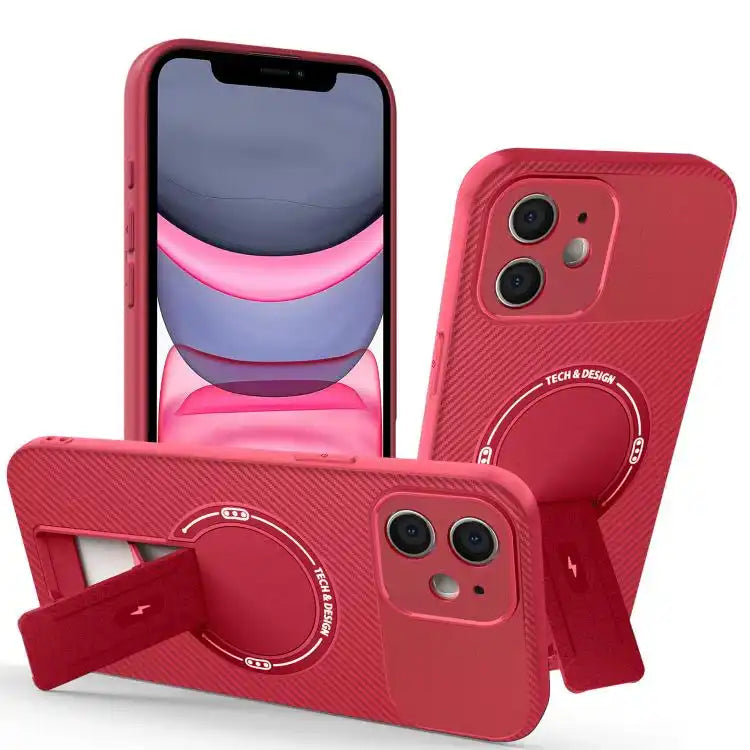 Carbon Fiber Texture MagSafe Phone Case with Holder