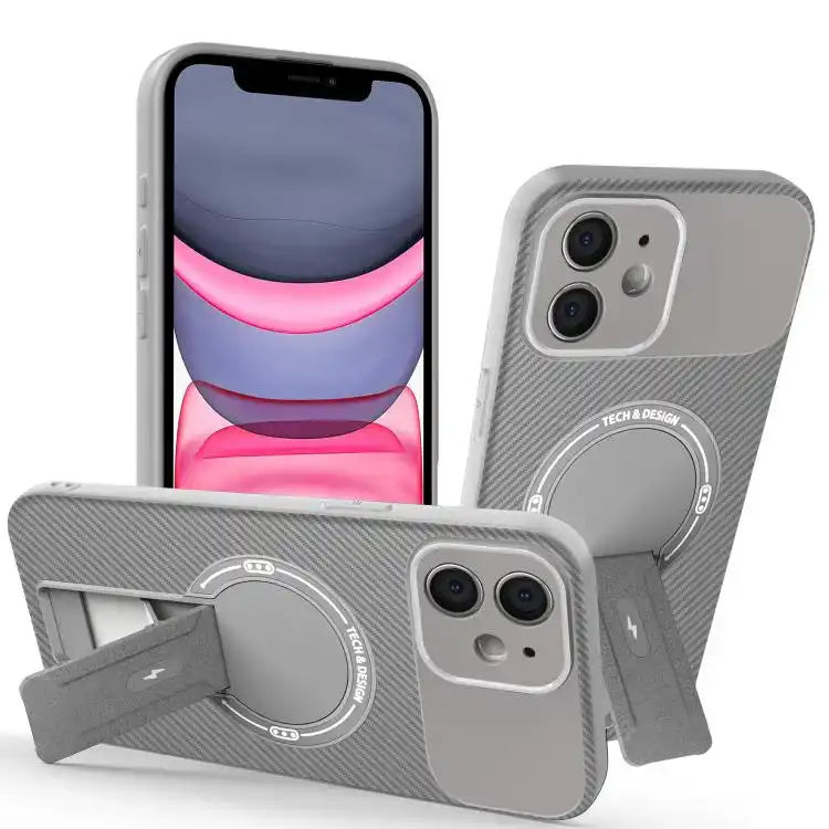 Carbon Fiber Texture MagSafe Phone Case with Holder