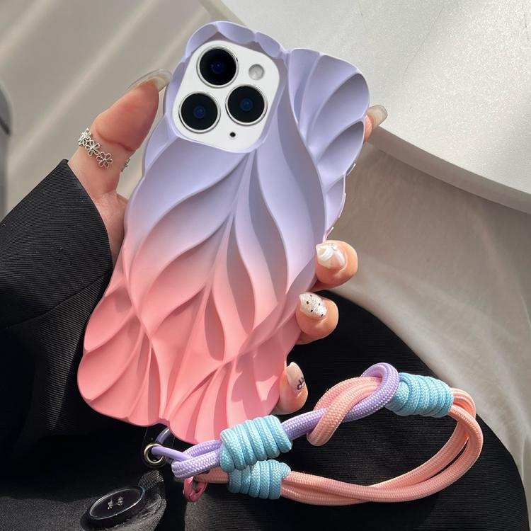 Thickened 3D Leaf Pattern Two-Color Oil-Sprayed TPU Phone Case with Strap