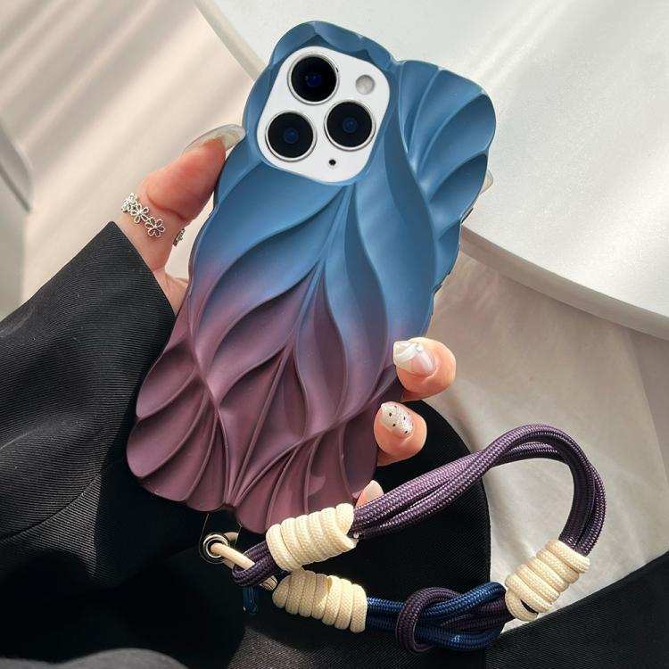 Thickened 3D Leaf Pattern Two-Color Oil-Sprayed TPU Phone Case with Strap