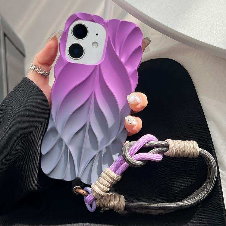 Thickened 3D Leaf Pattern Two-Color Oil-Sprayed TPU Phone Case with Strap