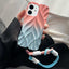Thickened 3D Leaf Pattern Two-Color Oil-Sprayed TPU Phone Case with Strap