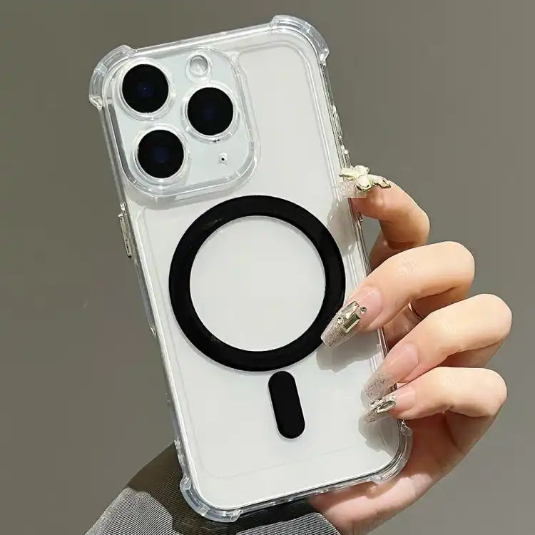 Electroplating TPU Hybrid PC Four Corners Shockproof MagSafe Phone Case