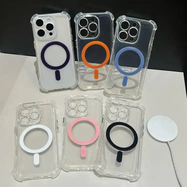 Electroplating TPU Hybrid PC Four Corners Shockproof MagSafe Phone Case