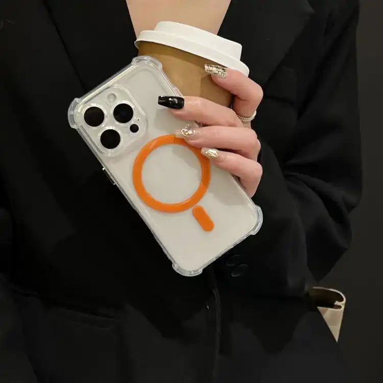 Electroplating TPU Hybrid PC Four Corners Shockproof MagSafe Phone Case