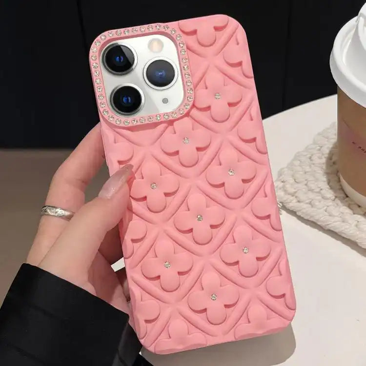 Oil-sprayed 3D Flower Diamond TPU Phone Case