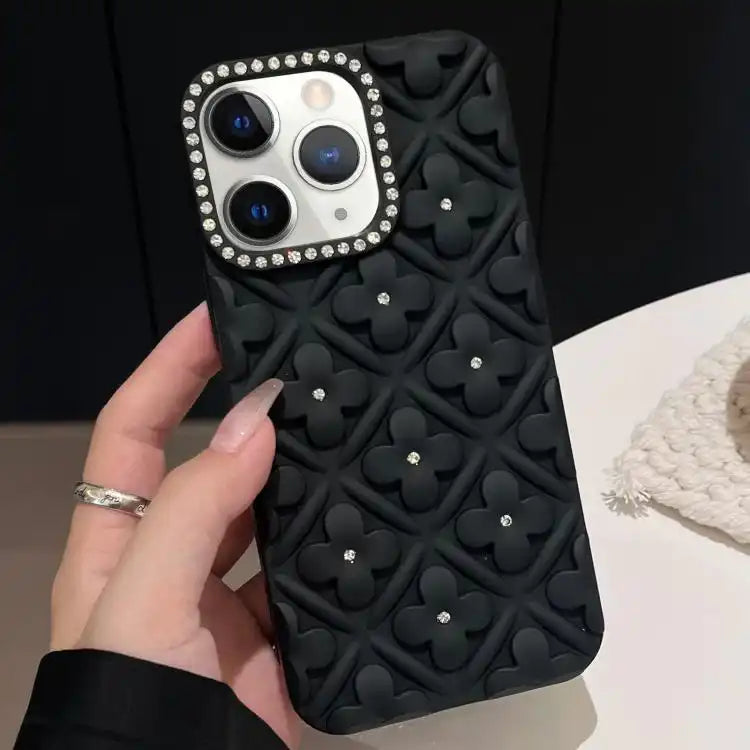 Oil-sprayed 3D Flower Diamond TPU Phone Case