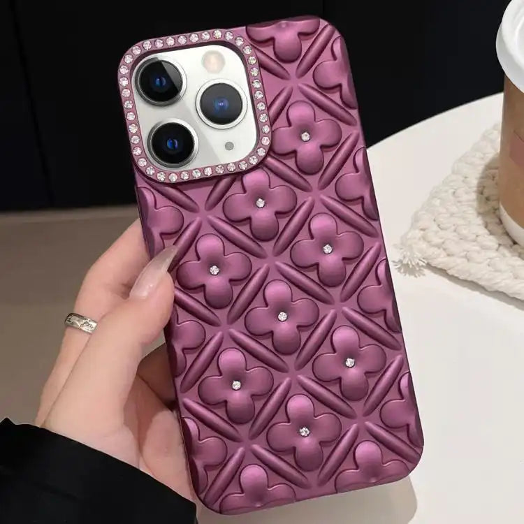 Oil-sprayed 3D Flower Diamond TPU Phone Case