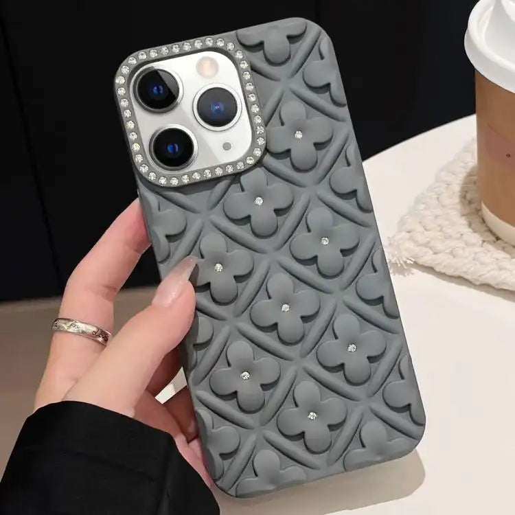 Oil-sprayed 3D Flower Diamond TPU Phone Case