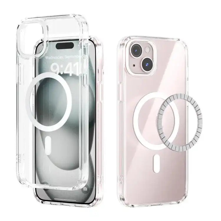 ABEEL MagSafe Magnetic Color Ring Anti-scratch Transparent Phone Case